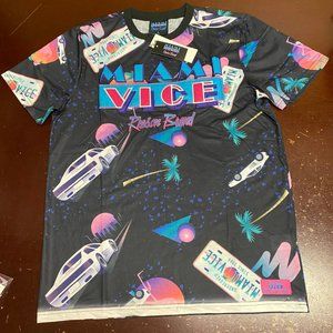 Reason Mens Black Miami Vice Short Sleeve Crew Neck Pullover T Shirt Size L XL